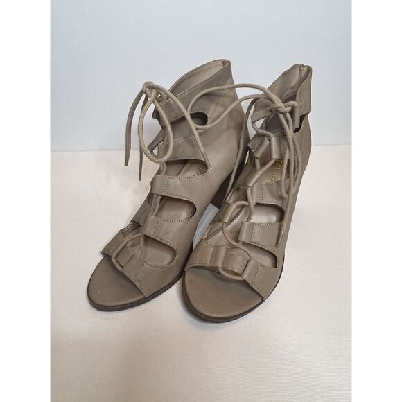 Marco Republic strappy heel sandals lace up ankle tie beige  size 9.5‎ - Picture 1 of 3